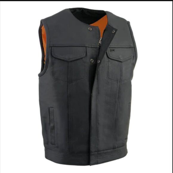 New Milwaukee Motorcycle Black Leather Vest, size XXL - Picture 1 of 11